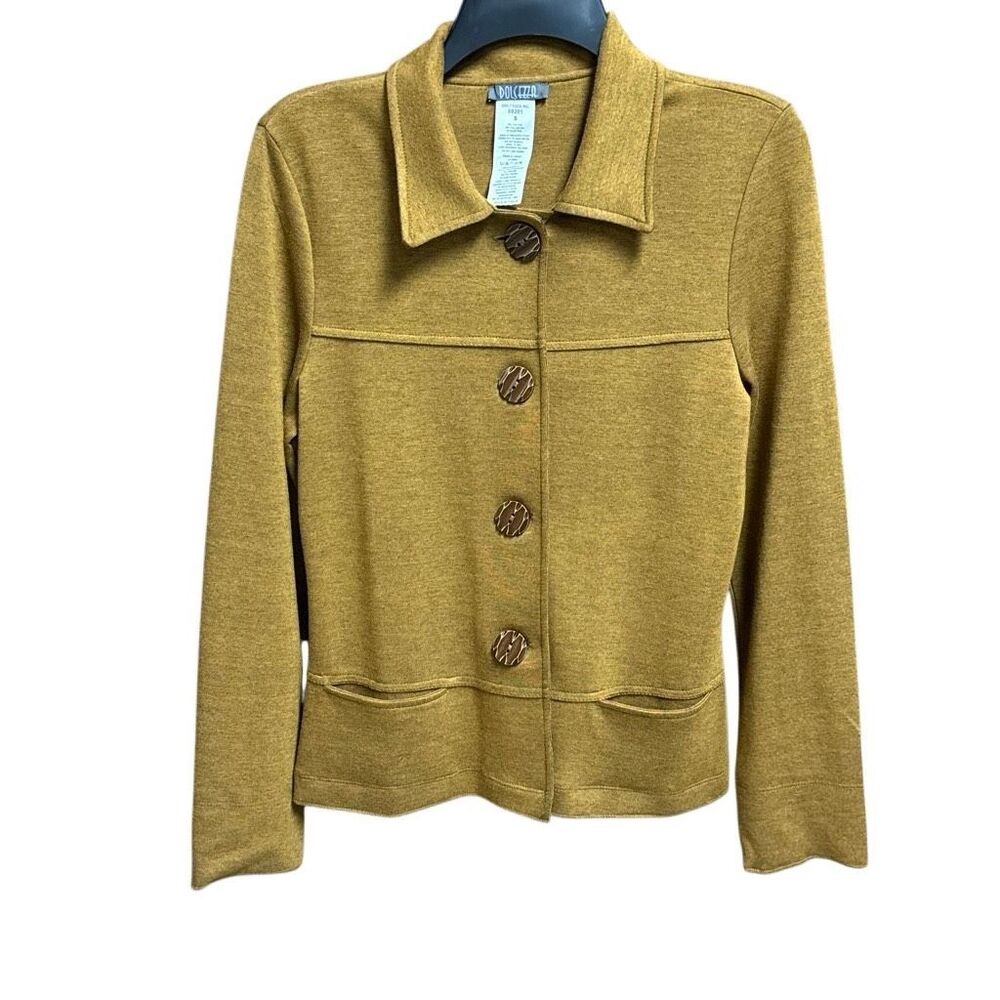 Dolcezza Womens Mustard Button Front Jacket Size … - image 1